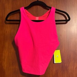 NWT Varley Hot Pink Ribbed Tank sz L